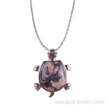 Wholesale Cute Turtle Rhodochrosite Stone Pendant Necklace